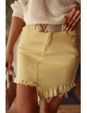 Denim skirt with frayed bottom, yellow 5017 - Online store - Boutique